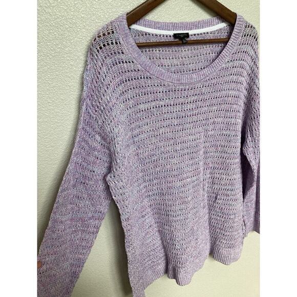 NWOT Talbots purple open knit tunic sweater 2x cozy lounge cotton beachy stretch - Picture 2 of 5
